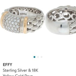 EFFY Sterling silver and 18K yellow gold pave diamond woven ring.Size- 7,0.53ctw
